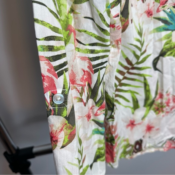 Chicos Sz 1 MEDIUM 6/8 Tropical Beach Flamingo Blouse Shirt Top Summer Cute - Picture 4 of 12